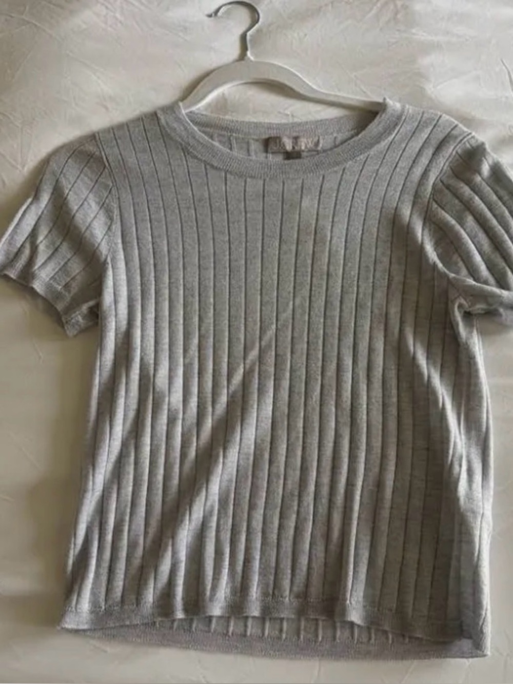 Jcrew light Gray Ribbed Short Sleeve Top